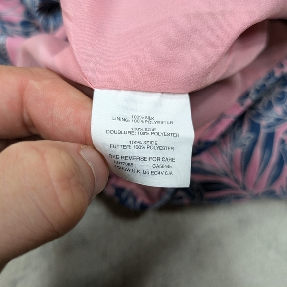 J. Crew Abigail Borg Skirt Women's 2 Pink Blue Tulip Floral Silk Slip Lined Back - Picture 6 of 9